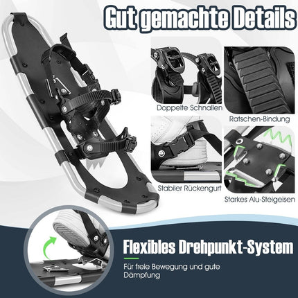 21'' Sneeuwschoenen 4-in-1 Off-Road Sneeuwlaarzen voor Volwassenen, Tieners & Kinderen Zilver