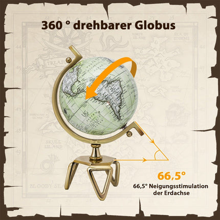 Ø 21 cm Antique globe with metal base Rotating student globe Geographic globe Ø 21 cm