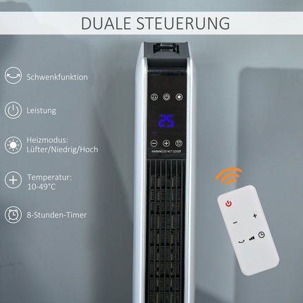 2200W electric fan heater, remote control, timer, oscillating