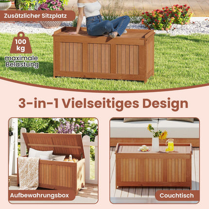 220L Wooden Garden Storage Box with Lid – Multi-Use
