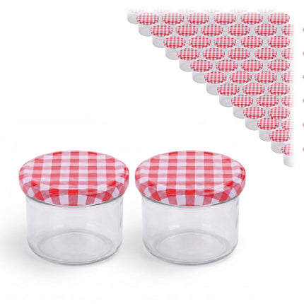220 ml Glass Twist-Off Jars, Red-White Lids, Pack of 75
