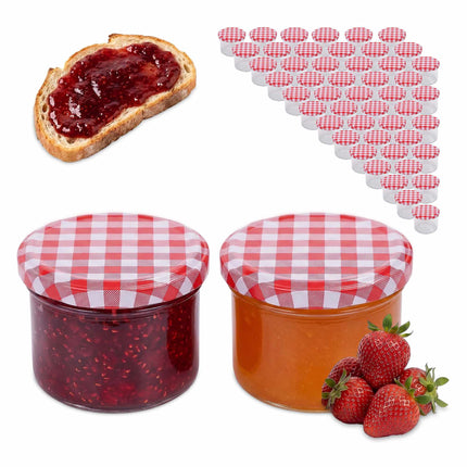 220ml Jam Jars, Airtight Twist-Off Lids, Red-White