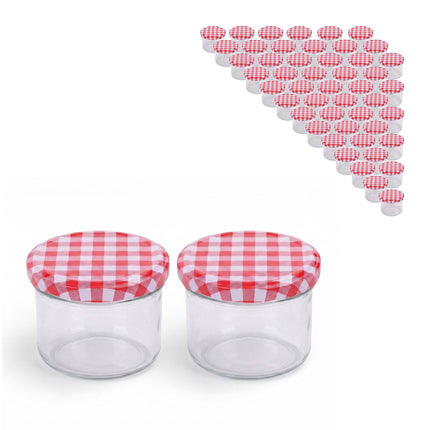 220ml Jam Jars, Airtight Twist-Off Lids, Red-White
