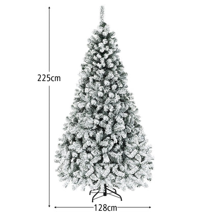 225cm Artificial Christmas Tree with Snow and Warm LED Lights
