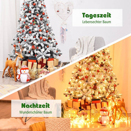 225cm Artificial Christmas Tree with Snow and Warm LED Lights