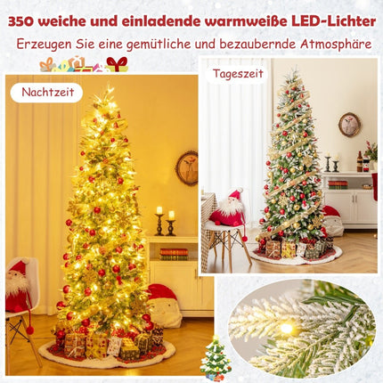 225 cm Pre-Lit Pencil Christmas Tree with Snow Flocked Branches