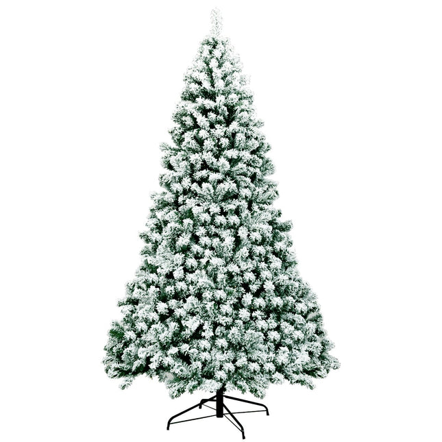 225 cm Pre-Lit Snowy Christmas Tree with Metal Stand