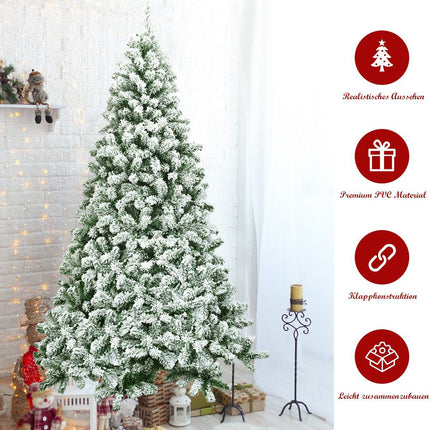 225 cm Snowy Artificial Christmas Tree with Metal Stand