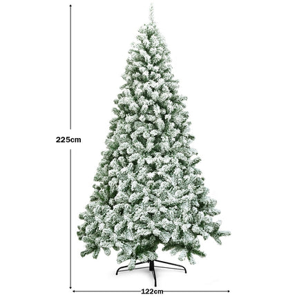 225 cm Snowy Artificial Christmas Tree with Metal Stand