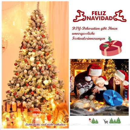 225 cm Snowy Artificial Christmas Tree with Metal Stand