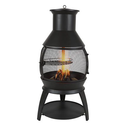 22-Inch Iron Wood-Burning Chiminea Fire Pit With Grill