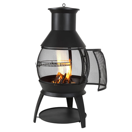 22-Inch Iron Wood-Burning Chiminea Fire Pit With Grill