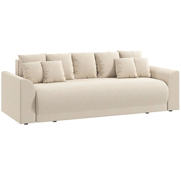 230 cm 3-Seater Sleeper Sofa, Storage, Cord Beige