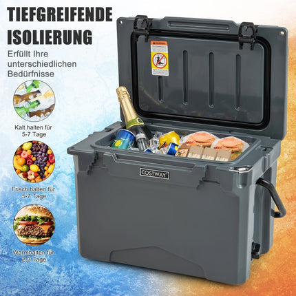 23L Portable Cooler with Opener & Handle – Gray