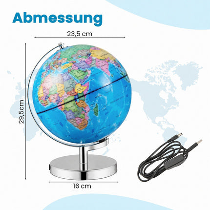 23 cm Illuminated Globe with Metal Base & Constellation Map