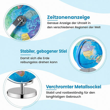23 cm Illuminated Globe with Metal Base & Constellation Map