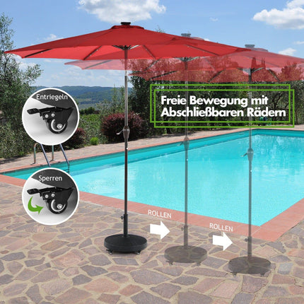 23 kg Umbrella Stand with Wheels, Resin Base, Black