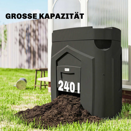 240L Garden Compost Bin, Open Base, 3 Access Doors