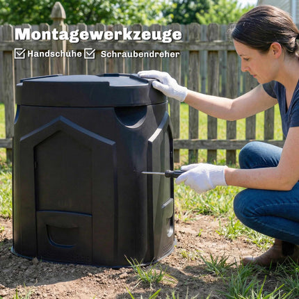 240L Garden Compost Bin, Open Base, 3 Access Doors