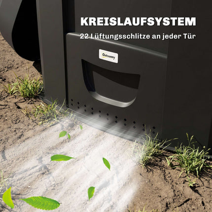 240L Garden Compost Bin, Open Base, 3 Access Doors