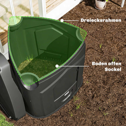 240L Garden Compost Bin, Open Base, 3 Access Doors