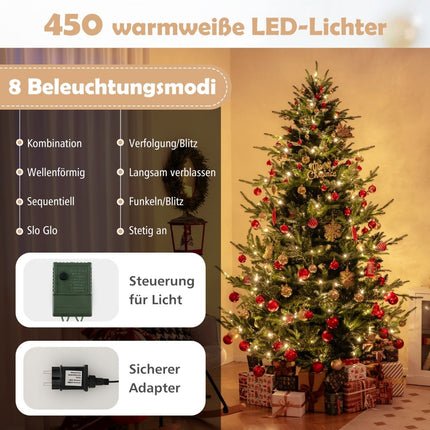 240 cm Artificial Christmas Tree with 450 LED Lights