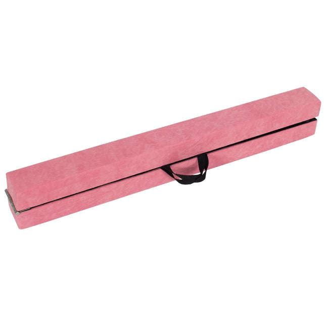 240 cm Folding Gymnastics Beam with Suede Cover, Pink