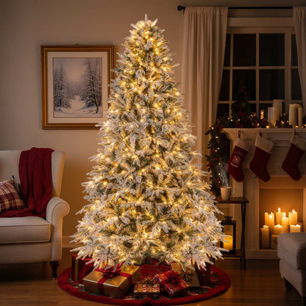 240 cm Snow-Flocked Artificial Christmas Tree, 460 LEDs