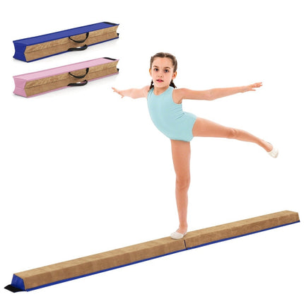 240 cm children's balance beam with carrying handle &amp; Suede cover folding balancing beam blue