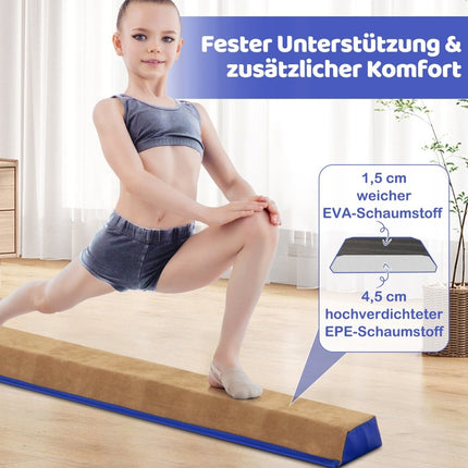 240 cm children's balance beam with carrying handle &amp; Suede cover folding balancing beam blue