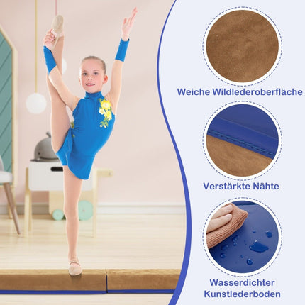 240 cm children's balance beam with carrying handle &amp; Suede cover folding balancing beam blue