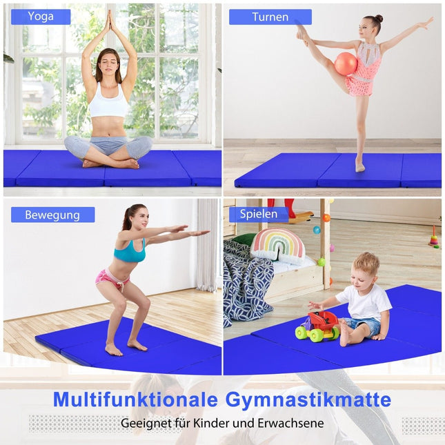 240 x 120 x 5 cm opvouwbare gymnastiekmat met klittenbandsluiting & 2 draaggrepen blauw