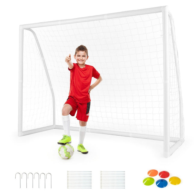 245 x 180 cm football goal with high-strength net & 6 ground spikes, weatherproof goal, football training