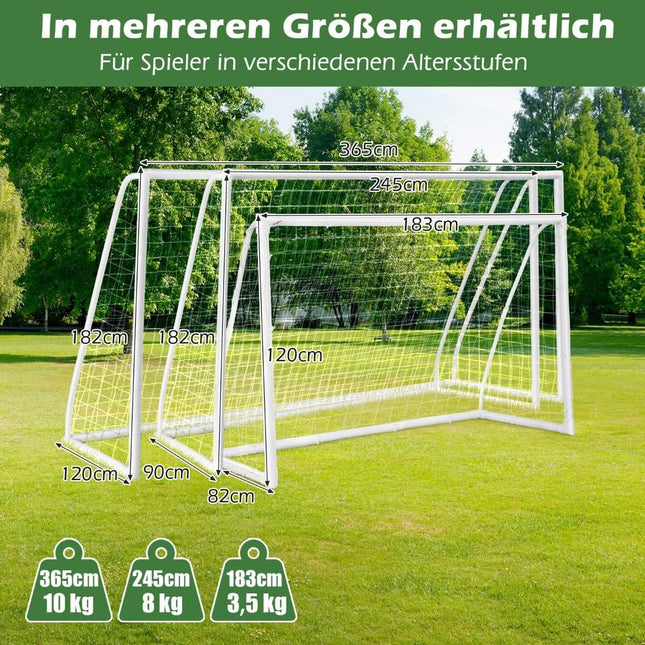 245 x 180 cm football goal with high-strength net & 6 ground spikes, weatherproof goal, football training