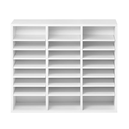 24-Compartment Literature Organizer, Adjustable Shelves, White