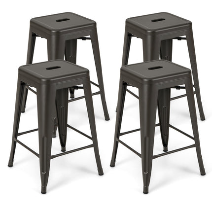 24-Inch Counter-Height Stackable Metal Bar Stools, Set of 4