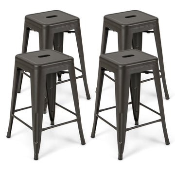 24-Inch Counter-Height Stackable Metal Bar Stools, Set of 4