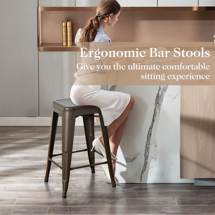 24-Inch Counter-Height Stackable Metal Bar Stools, Set of 4