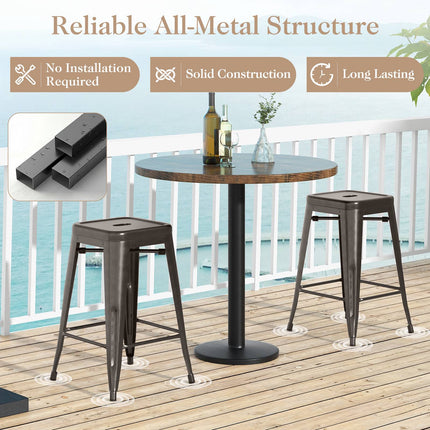 24-Inch Counter-Height Stackable Metal Bar Stools, Set of 4