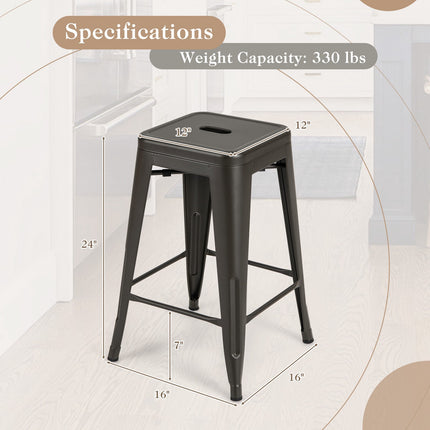 24-Inch Counter-Height Stackable Metal Bar Stools, Set of 4