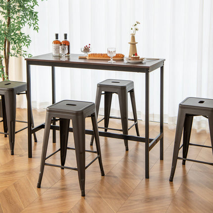 24-Inch Counter-Height Stackable Metal Bar Stools, Set of 4