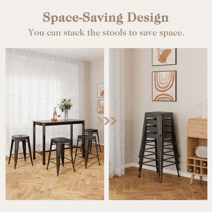 24-Inch Counter-Height Stackable Metal Bar Stools, Set of 4