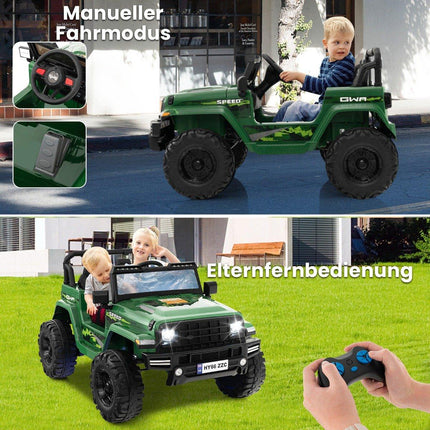 24V 2 Seater Children's Electric Car with Remote Control & Music & Horn & LED Lights Children's Car Green