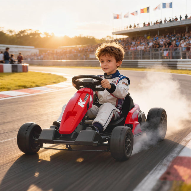 24V Electric Go-Kart, Drift Mode, Adjustable Seat, Ages 6-12