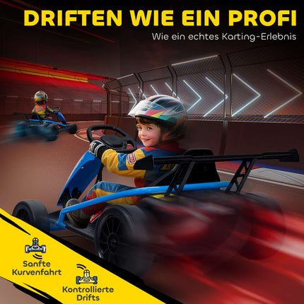24V Electric Go-Kart for Drifting, Ages 8-12, Blue
