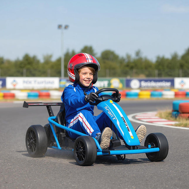 24V Electric Go-Kart for Drifting, Ages 8-12, Blue