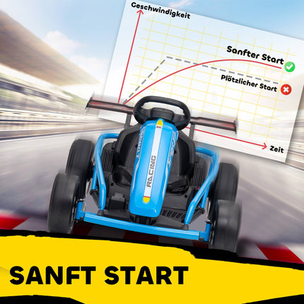 24V Electric Go-Kart for Drifting, Ages 8-12, Blue