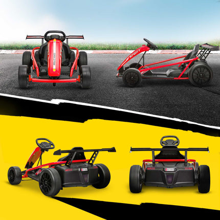 24V Electric Go-Kart for Drifting, Ages 8-12, Red