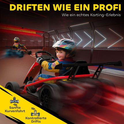 24V Electric Go-Kart for Drifting, Ages 8-12, Red