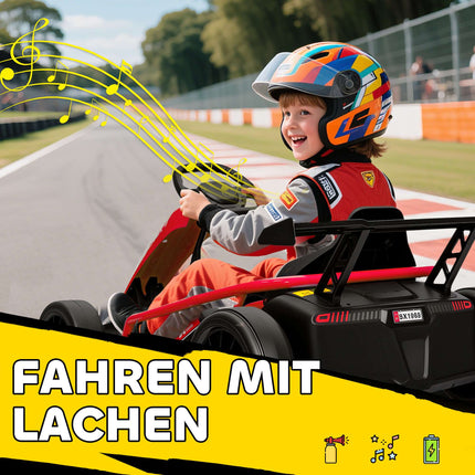 24V Electric Go-Kart for Drifting, Ages 8-12, Red